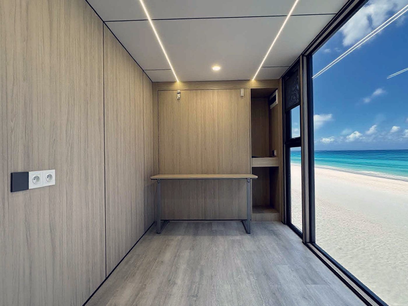 Empty unit with a folding table — sea-view elevation