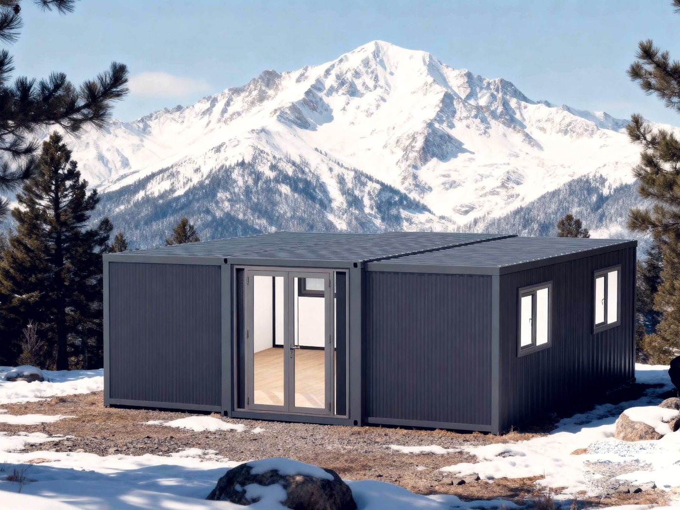 Container accommodation in a mountain climate